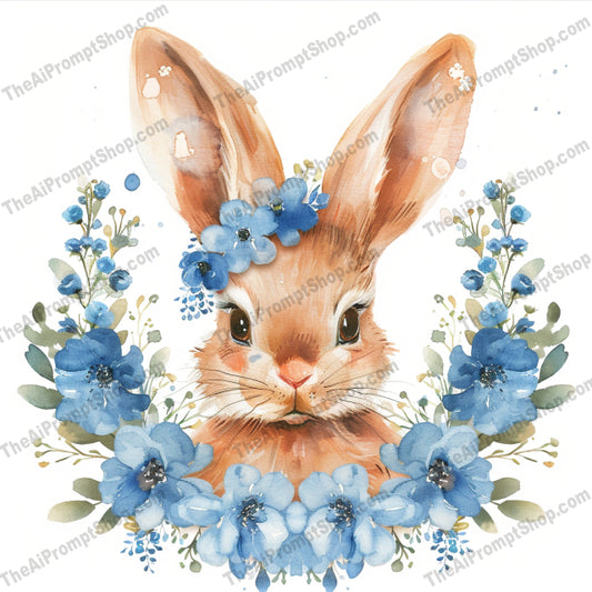 Adorable Woodland Friends AI MidJourney Image Prompt, 8025adorable, animal art, artistic, bunny, charming, cute, deer, delicate, floral wreath, fox, midjourney, nature, penguin, playful, soft colors, spring., watercolor, whimsical, woodland animals