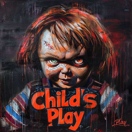 Classic Horror Movie Tribute Art AI MidJourney Image Prompt, 8141black, Child's Play, classic, creepy, dark, digital art, dramatic, eerie, Friday the 13th, Halloween, Hellraiser, horror movie tribute art, iconic, intense, midjourney, red, scary, vivid