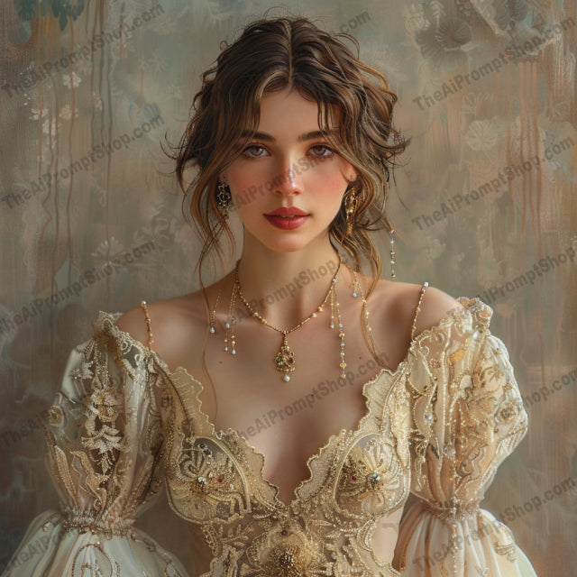 Elegant Fantasy Dresses AI MidJourney Image Prompt, 8467Ai, Ai Image Prompt, beautiful, classic, dreamy, elegant gown, embellished fabric, enchanting, ethereal, fantasy dress, feminine, fine detail, flowing fabric, glamorous, Image Prompt, intricate design, lacework, luxurious, magical, midjourney, Portraits & People, Prompt, romantic, sophisticated, vintage, whimsical