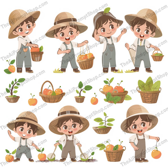 Charming Character Art AI MidJourney Image Prompt, 9149 Character Art, midjourney, character art, culinary, baking, cooking, farming, harvesting, adorable illustrations, whimsical characters, cute expressions, detailed art, chef, farmer, gardening, food preparation, kitchen, agriculture, cartoon style, children illustration, playful design, art for kids, Midjourney, Ai, Ai Image Prompt, Image Prompt, Prompt