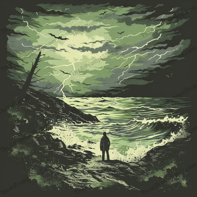 Eerie Nightscape AI MidJourney Image Prompt, 8193art nightscape, atmospheric, bold colors, creepy, dark, digital art, dramatic, eerie, forest, graphic art, horror, illustration, moody, mysterious, nighttime, sharp contrasts, spooky, suspense, visual storymidjourney