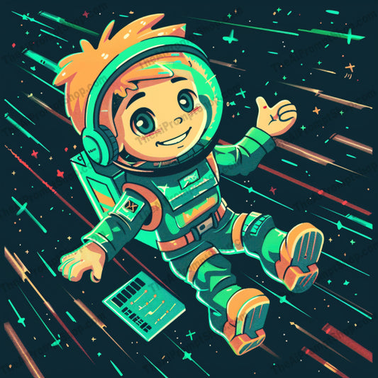 Adventures of Space Kids AI MidJourney Image Prompt, 8181astronauts, bright, colorful, cosmic, cosmosmidjourney, exploration, floating, fun, imagination, joyful, kids space suits, orbit, outer space, planets, space children adventure, stars, whimsical