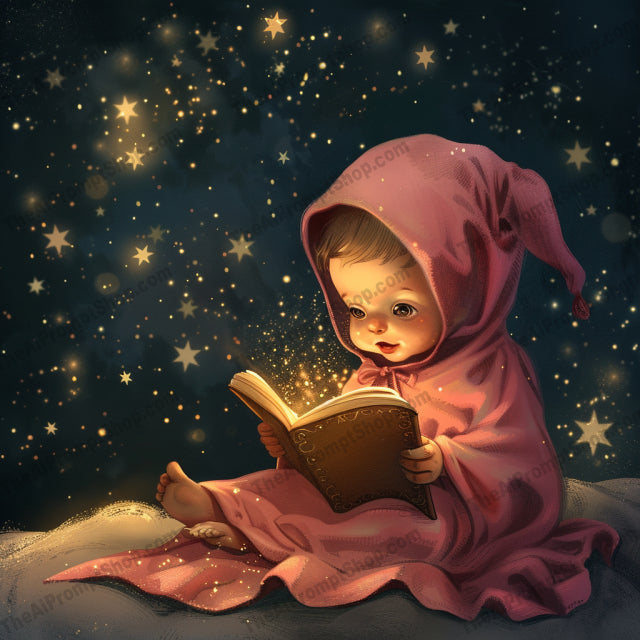 Magical Readers Under the Stars AI MidJourney Image Prompt, 9651 Storybook Illustrations, midjourney, magical, readers, stars, night sky, glowing book, cloak, hooded figure, enchantment, whimsical, fantasy, storybook, illustration, starlit, twinkling stars, reading, serenity, mystical, imagination, children, bedtime story, Midjourney, Ai, Ai Image Prompt, Image Prompt, Prompt