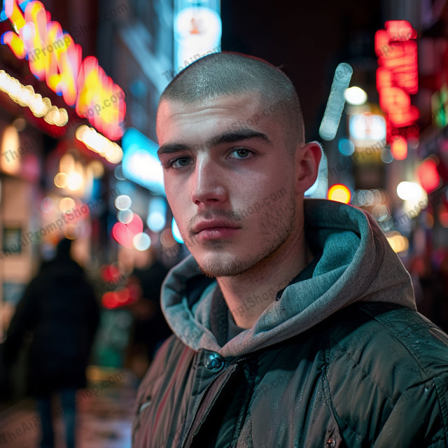 Urban Nightlife Portrait AI MidJourney Image Prompt, 8232bustling city lights, chicmidjourney, city, diverse, dynamic, energy, evening, fashion, metropolitan, modern, neon lights, night scene, portrait, street style, style, trendy, urban nightlife, vibrant