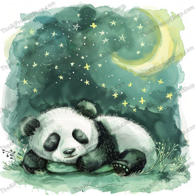 Dreamy Nighttime Animals AI MidJourney Image Prompt, 9658 Storybook Illustrations, midjourney, baby elephant, giraffe, koala, panda bear, sleeping animals, nighttime, starlit sky, crescent moon, whimsical, serene, dreamy, watercolor style, peaceful, cute animals, illustration, calm, wonder, children's art, nursery decor, animal art, Midjourney, Ai, Ai Image Prompt, Image Prompt, Prompt