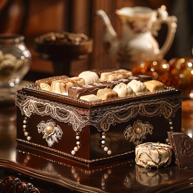 Elegant Chocolate Box Collection AI MidJourney Image Prompt, 8230artisan, box, chocolate luxury, decadent, delicacy, dessert, elegant, exclusive, gift, gift box, gourmand, gourmet, handcrafted, opulent, rich, sophisticated, stylishmidjourney, sweet indulgence