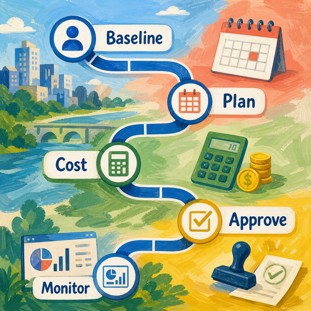 Workforce planning process from baseline and planning through cost review, approval, and monitoring.