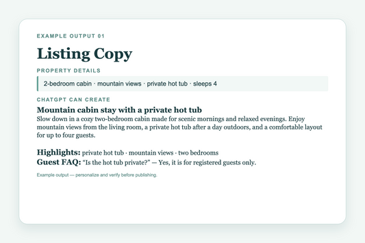 Expanded example vacation-rental listing copy created with the tool