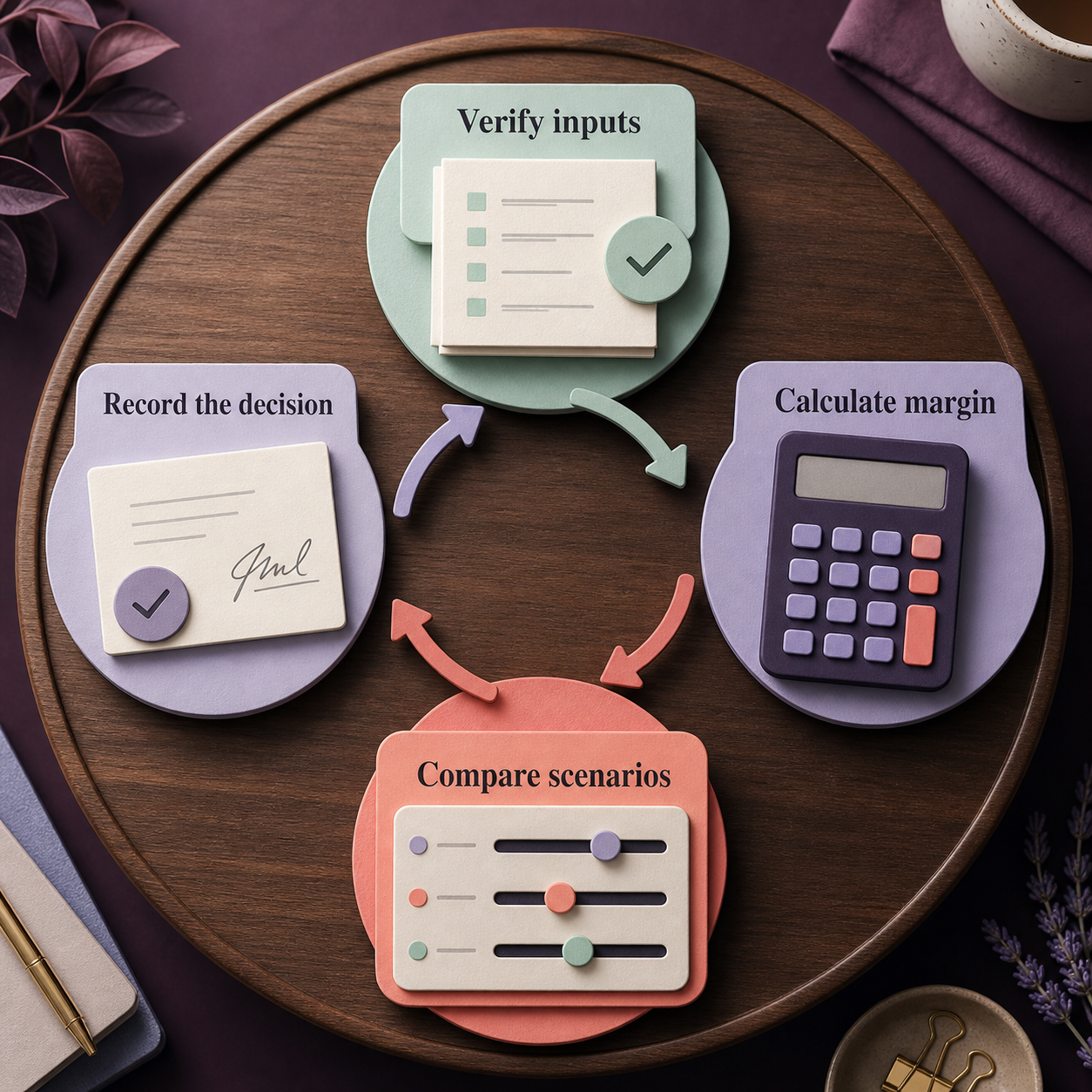 Pricing decision method from verified inputs through margin, scenarios, and a recorded decision