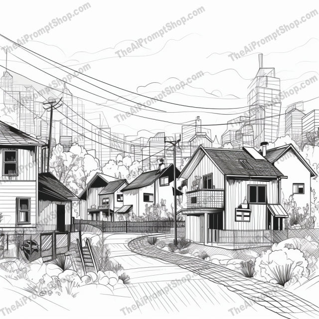 AI Midjourney Prompt for Illustrations - B14s -  Minimalist Urban Houses