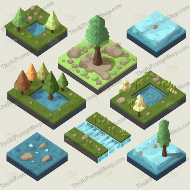 AI Midjourney Prompt for Naturalistic Isometric Terrain