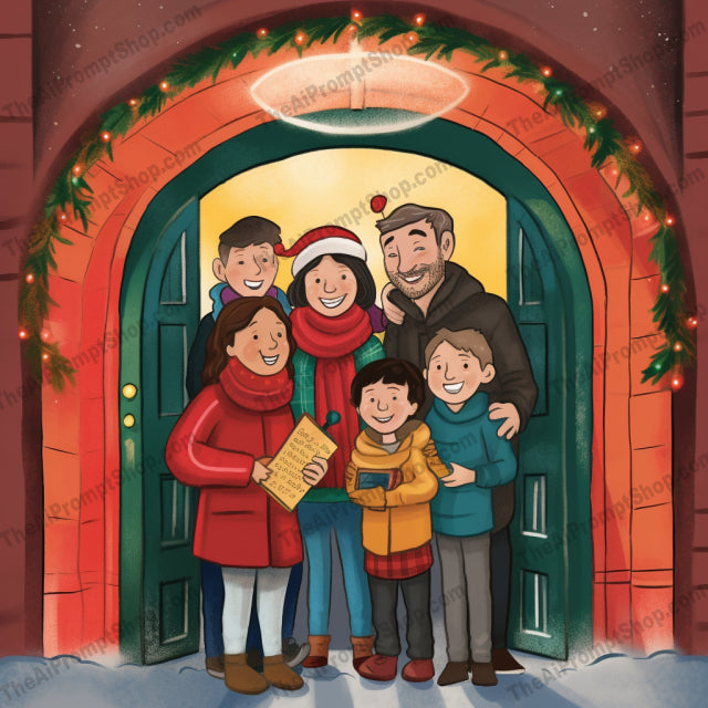 AI Midjourney Prompt for C119 - Storybook Illustrations - Family Christmas Story