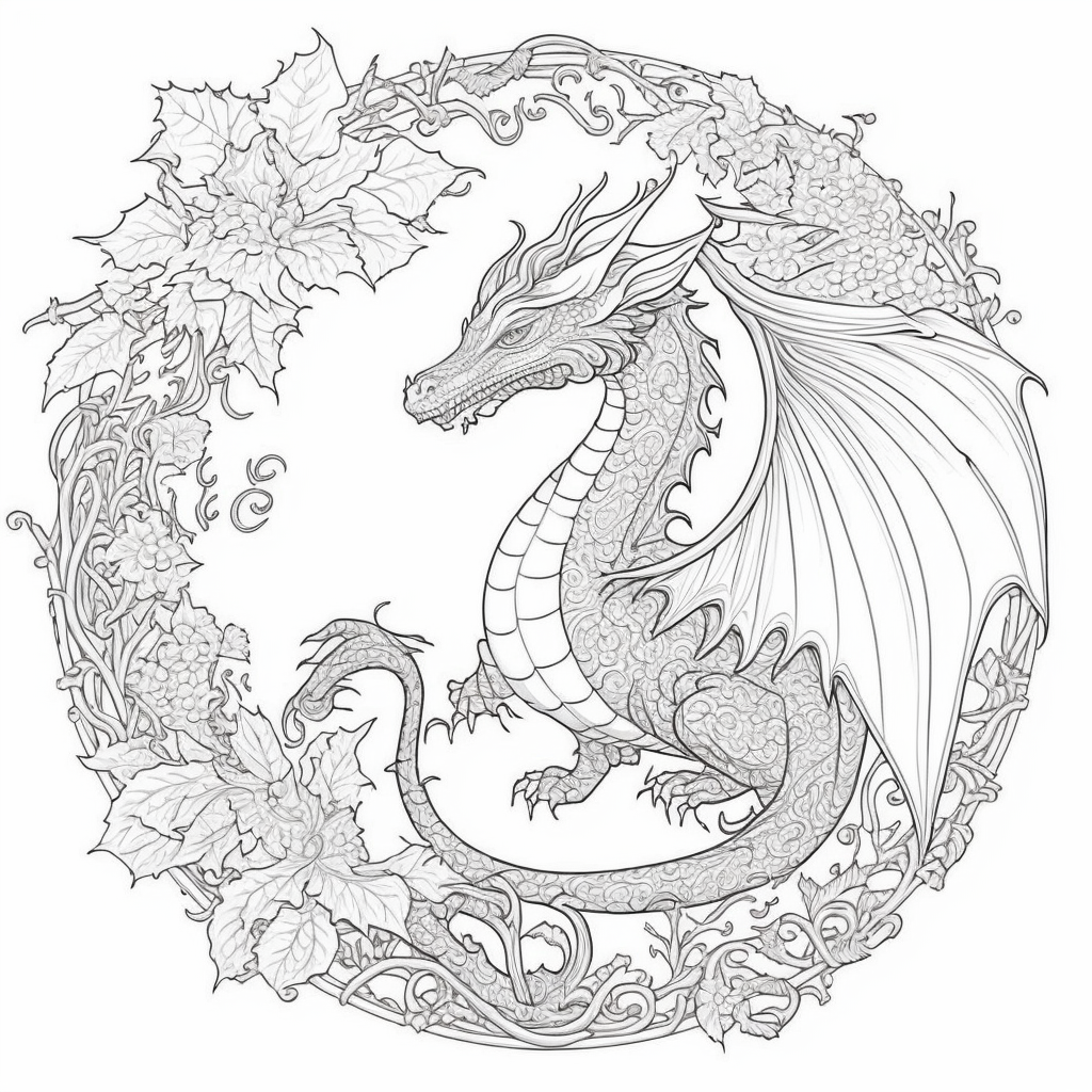 AI Midjourney Prompt for Coloring Pages - Detailed Fantasy Coloring Page