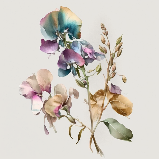 AI Midjourney Prompt for Mockup - Iridescent Watercolor Flowers