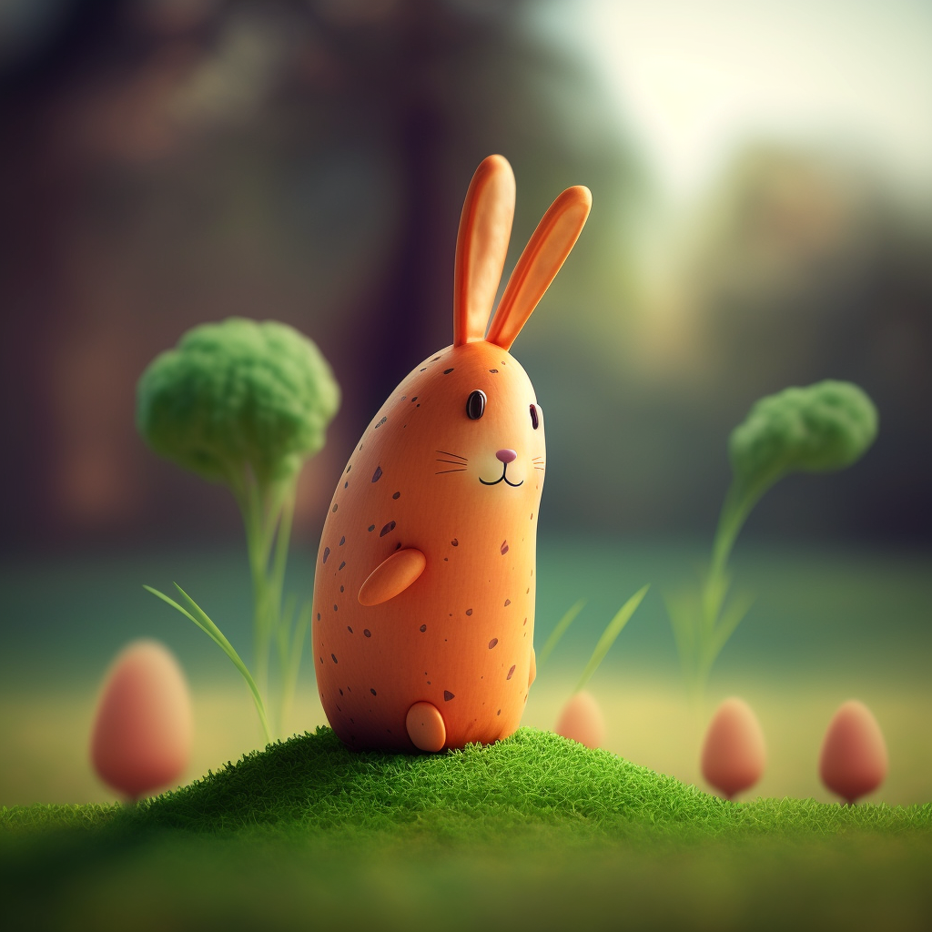 AI Midjourney Prompt for Easter - Cartoonish Carrot Bunny