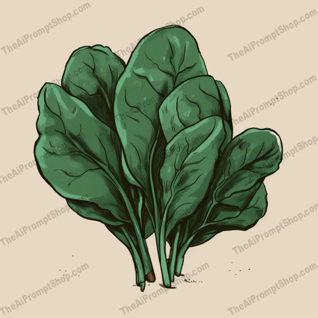 AI Midjourney Prompt for Food - B329s - Fresh Spinach Leaves