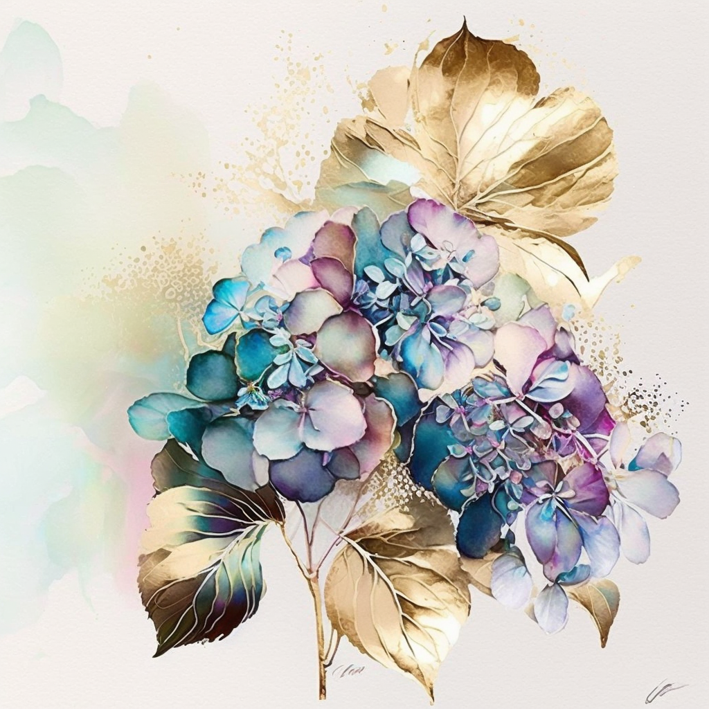 AI Midjourney Prompt for Mockup  - Iridescent Watercolor Flowers