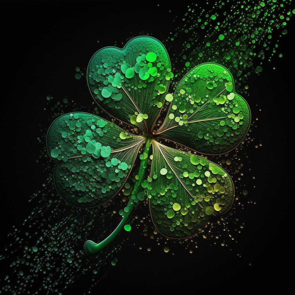 AI Midjourney Prompt for St Patricks Day - Four leaf clover