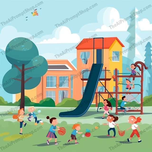 AI Midjourney Prompt for C177 - Storybook Illustrations - Schoolyard Adventures