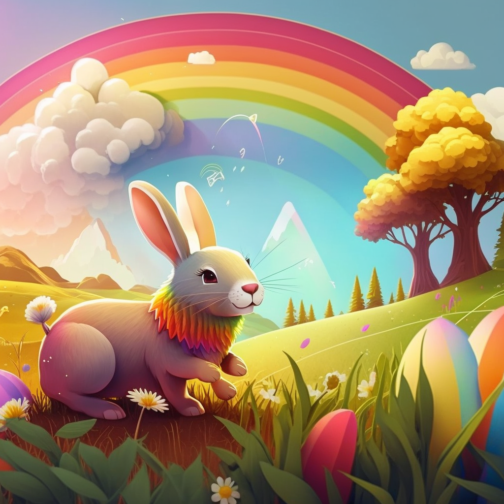 AI Midjourney Prompt for Easter - Watercolor Easter Landscape