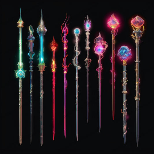 AI Midjourney Prompt for Luminous 3D Wand Collection with Fantasy Elements