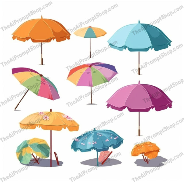 AI Midjourney Prompt for Isometrics - B166s - Colorful Umbrella Collection