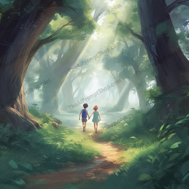 AI Midjourney Prompt for C89 - Storybook Illustrations - Animecore Forest Walk