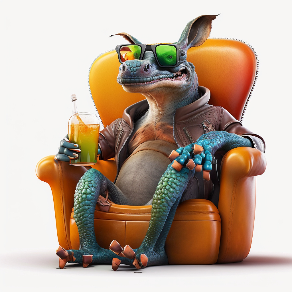 AI Midjourney Prompt for Animal - Badass Animal in Leather Chair