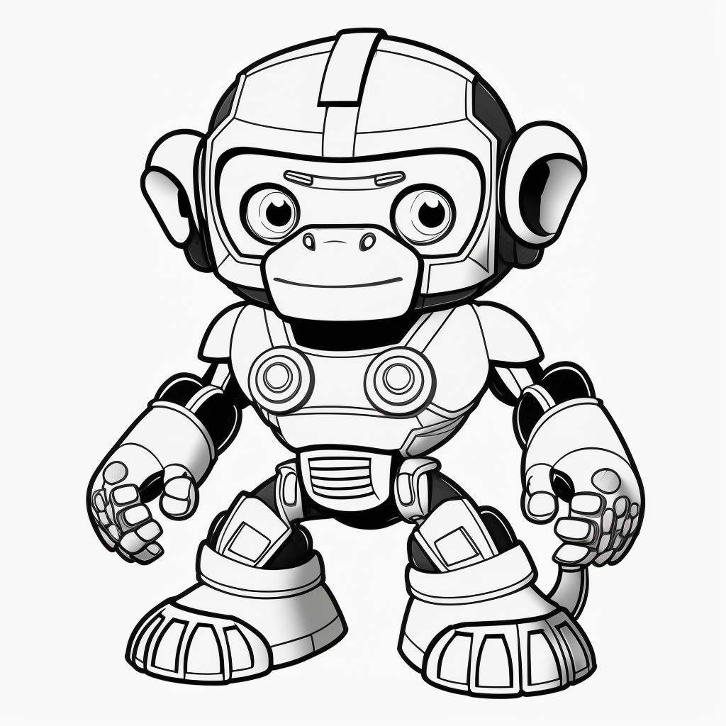 AI Midjourney Prompt for Coloring Pages - Cute Robot Coloring Page