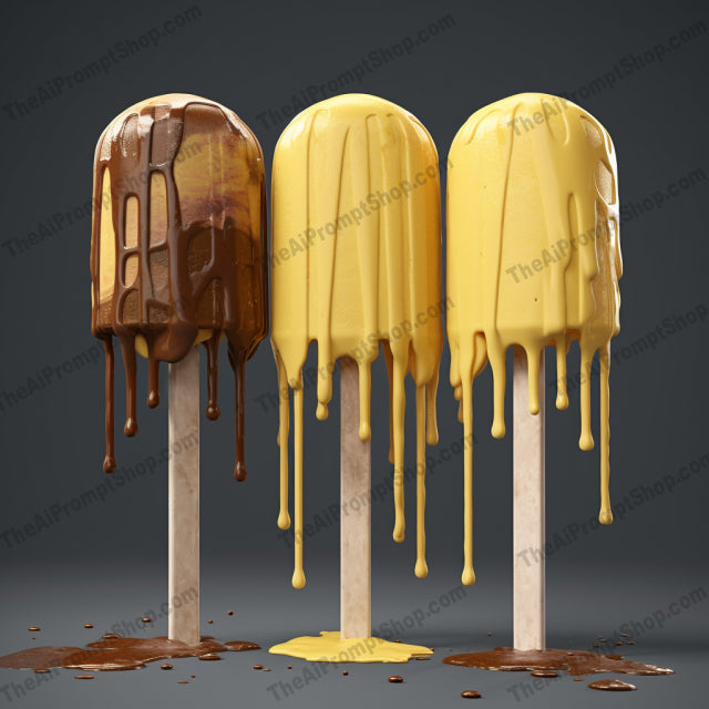 AI Midjourney Prompt for Food - B346s - Ice Cream Pops on Sticks Set