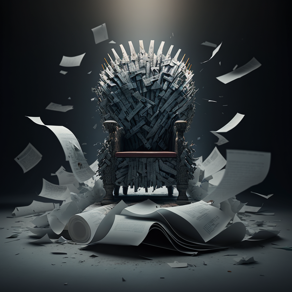 AI Midjourney Prompt for Objects - Paper Throne Explosion