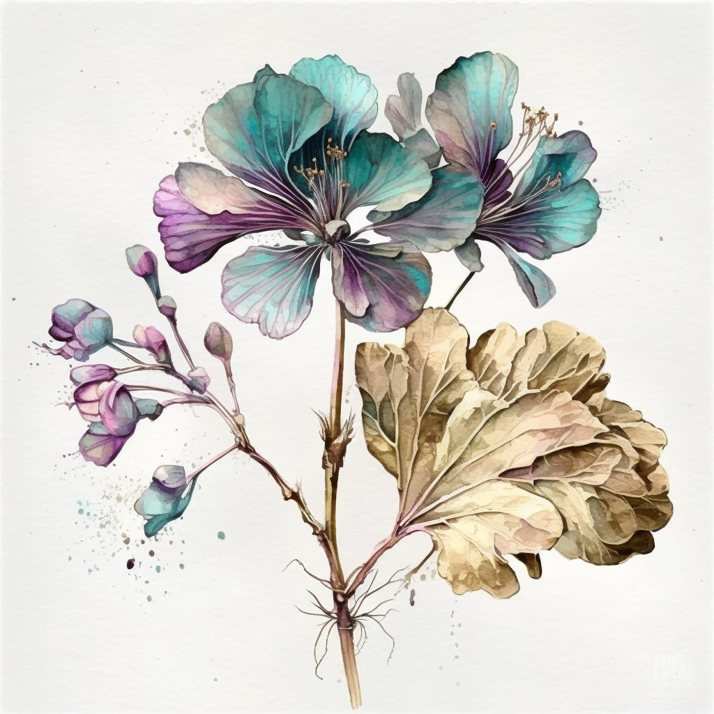 AI Midjourney Prompt for Mockup - Iridescent Watercolor Flowers