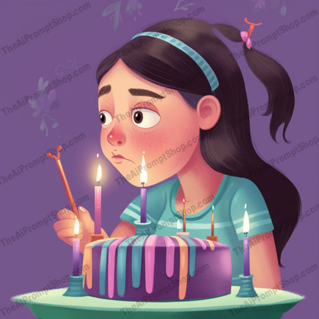AI Midjourney Prompt for C146 - Storybook Illustrations - Birthday Candle Wishes