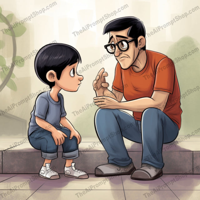 AI Midjourney Prompt for C198 - Storybook Illustrations - Father and Son Moment