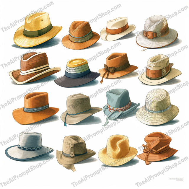 AI Midjourney Prompt for Clothing And Accessories - B152s - Sun kissed Headwear