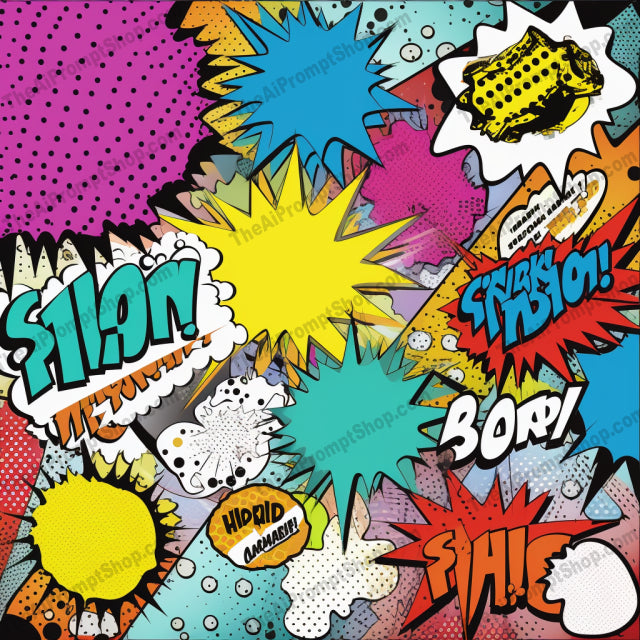 AI Midjourney Prompt for Patterns - B173s - Comic Speech Bubbles