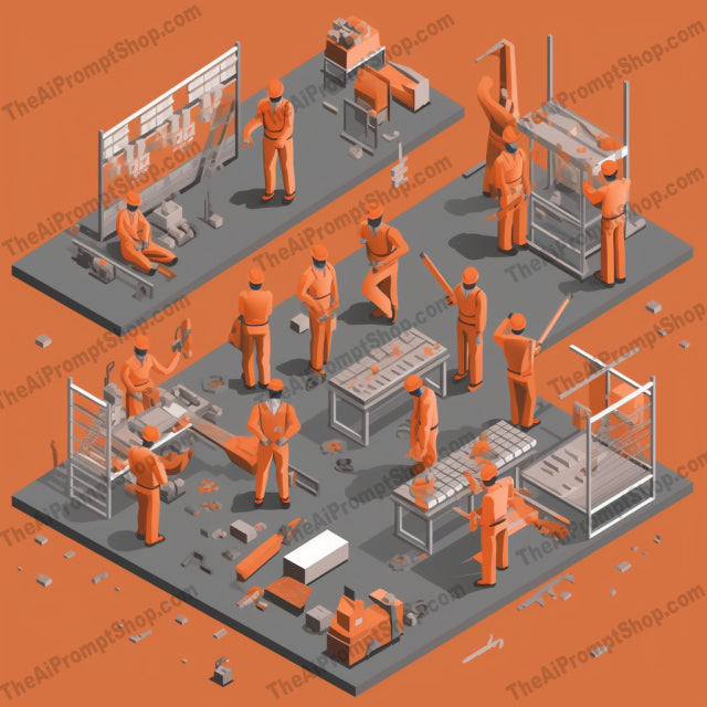 AI Midjourney Prompt for Isometrics - B41s -  Isometric Construction Workers