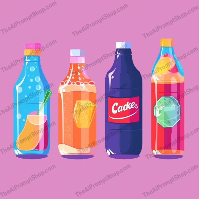 AI Midjourney Prompt for Objects - B197s - Set of Fizzy Drinks