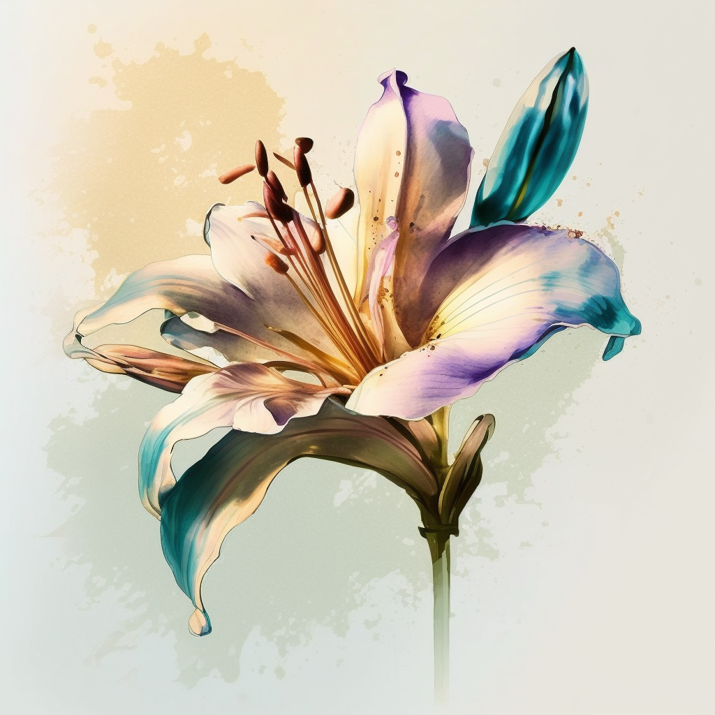 AI Midjourney Prompt for Mockup - Iridescent Watercolor Flowers