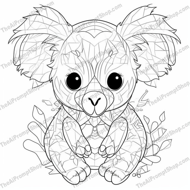 AI Midjourney Prompt for Anime Chibi Animal Coloring Page