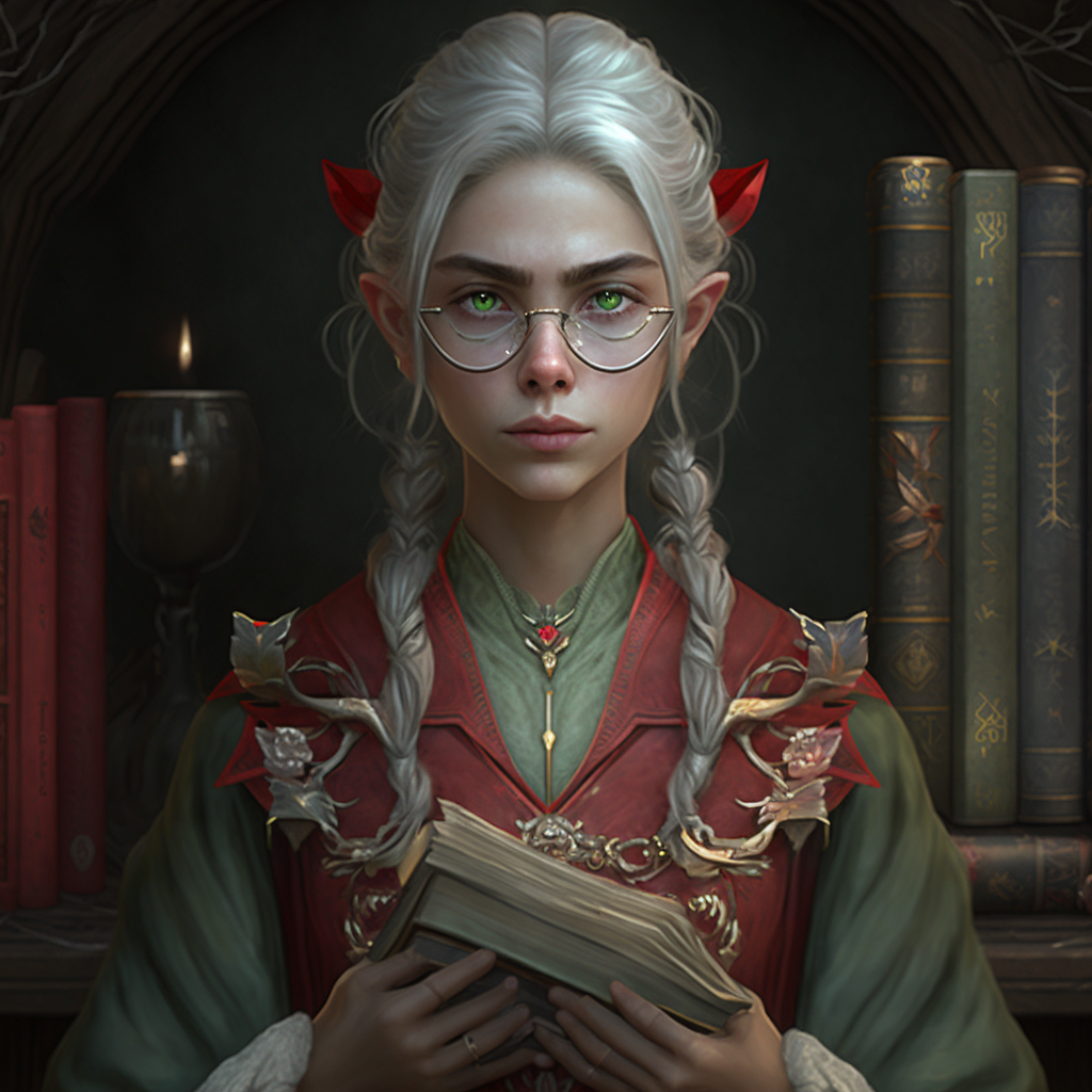 AI Midjourney Prompt for Fantasy and Magic - Young Elf Alchemist's Portrait