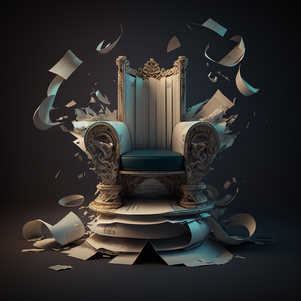 AI Midjourney Prompt for Objects - Paper Throne Explosion