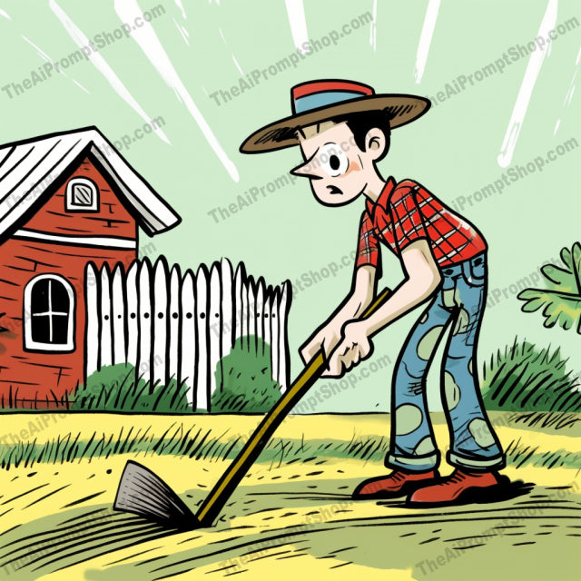 AI Midjourney Prompt for C169 - Storybook Illustrations - Cowboy Yard Work