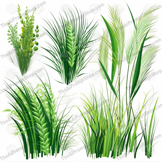 AI Midjourney Prompt for Game Assets - B71s - Realistic Grass Illustrations