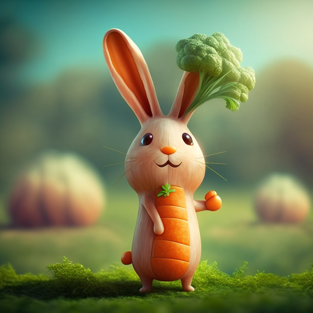 AI Midjourney Prompt for Easter - Cartoonish Carrot Bunny