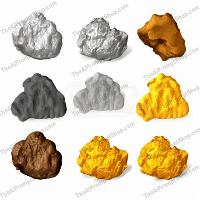 AI Midjourney Prompt for Game Assets - B248s - Colored Coal Icons