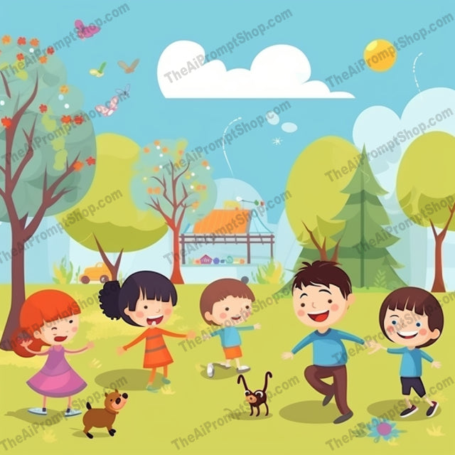 AI Midjourney Prompt for C255 - Storybook Illustrations - Park Playtime