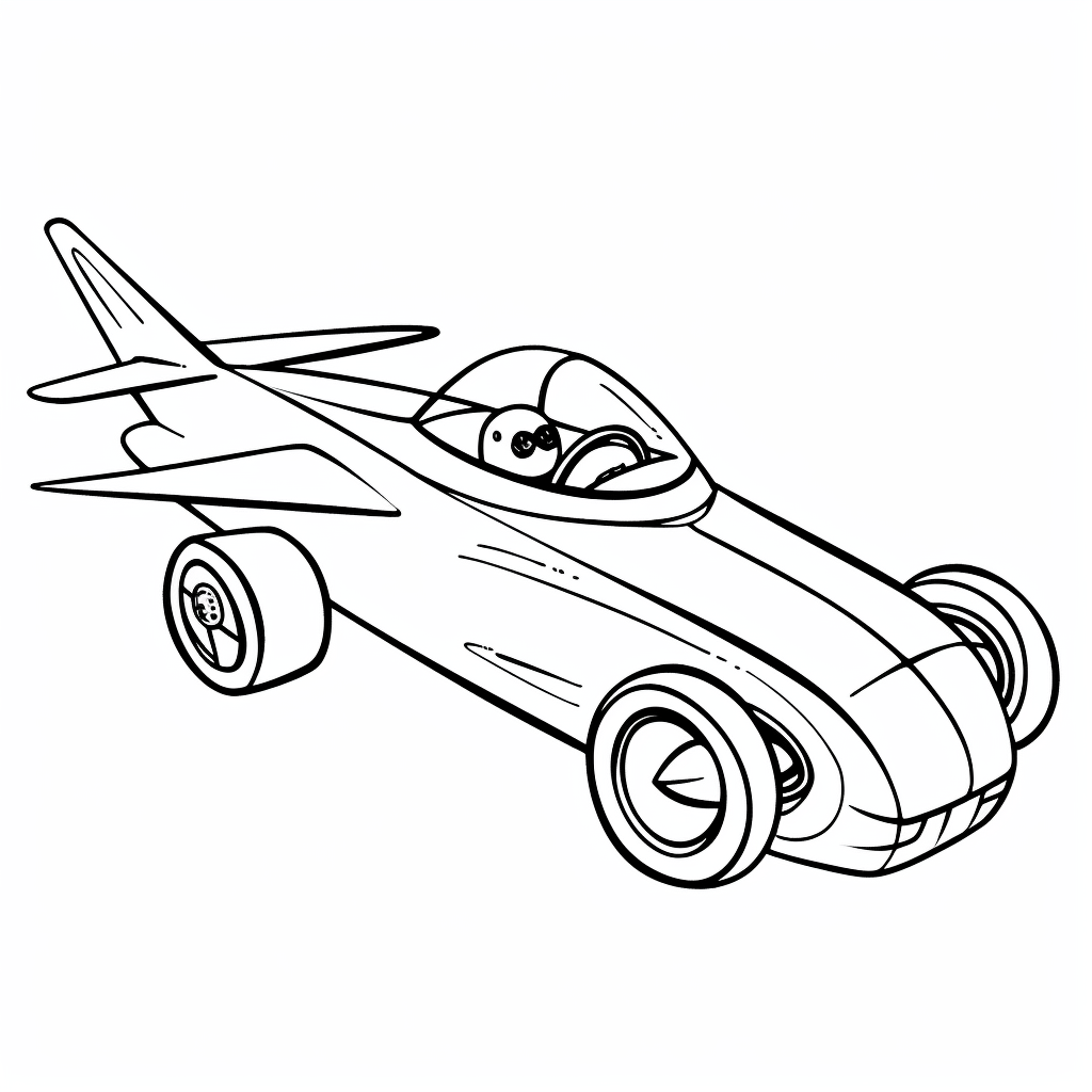 AI Midjourney Prompt for Coloring Page - Simple Race Car Coloring Page