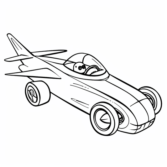 AI Midjourney Prompt for Coloring Page - Simple Race Car Coloring Page