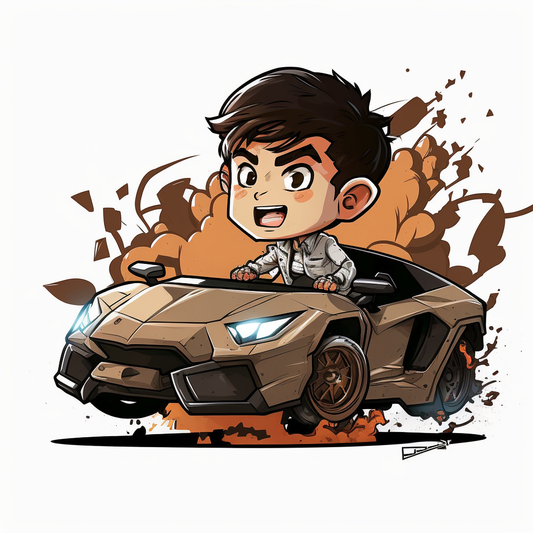 AI Midjourney Prompt for Illustration - Clean Design of a Kid in a Lamborghini